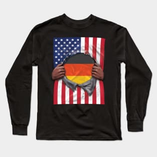 Germany Flag American Flag Ripped - Gift for German From Germany Long Sleeve T-Shirt